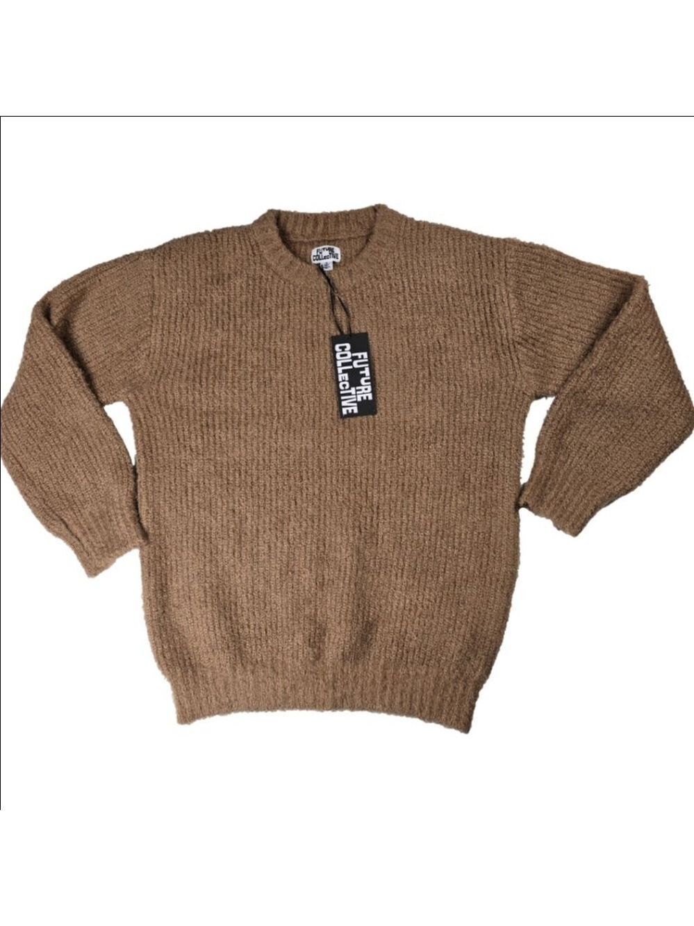 Future Collective Tan Teddy Crewneck Sweater Medium